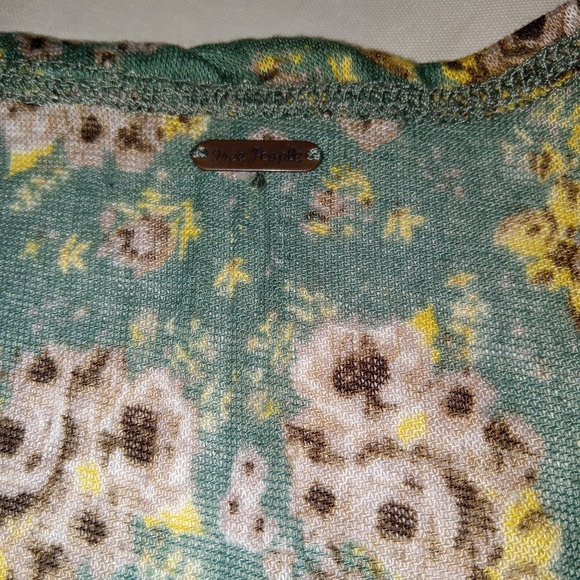 Free People Green Floral Semi Sheer Tunic Tank Top Medium - Picture 3 of 7